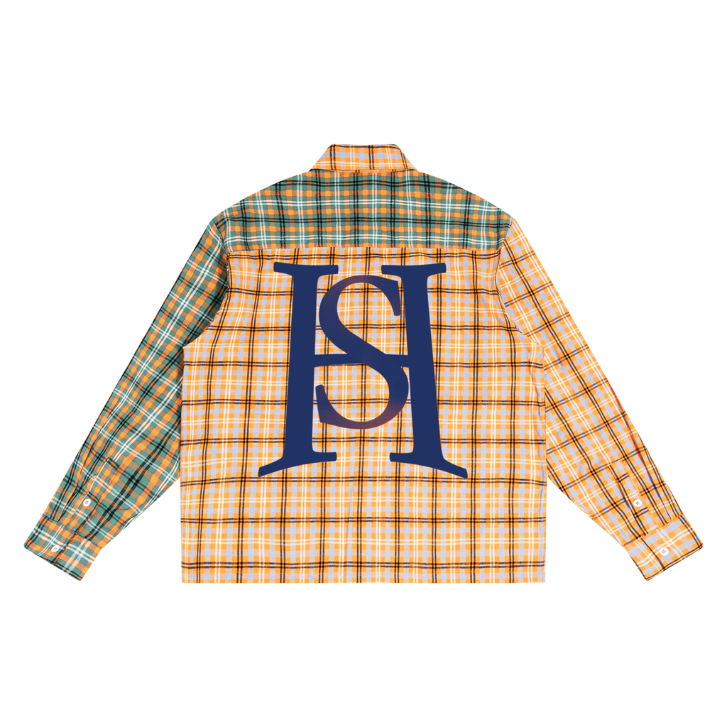 Unisex Oversized Plaid Color Block Shirt