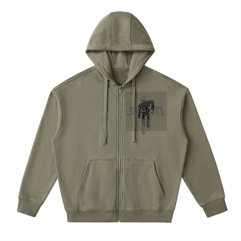 Drop-Shoulder Zip Up Hoodie