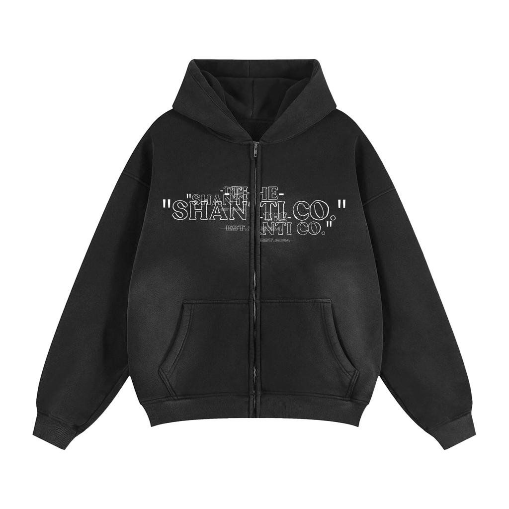 Sunfade Two-way Zipper Boxy Fleece Hoodie