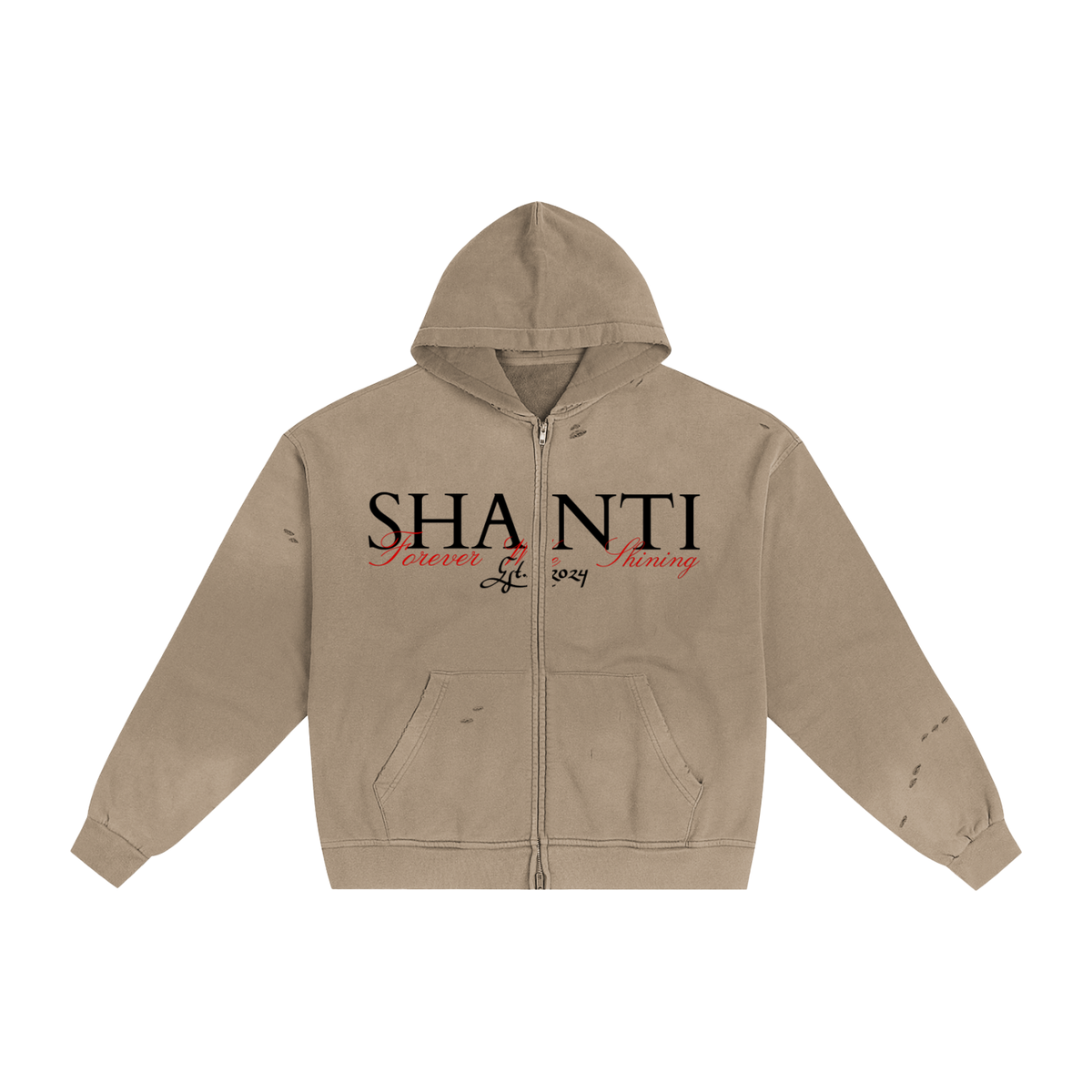 Hand-Frayed Sunfade Zip Hoodie