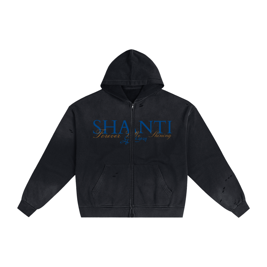 Hand-Frayed Sunfade Zip Hoodie